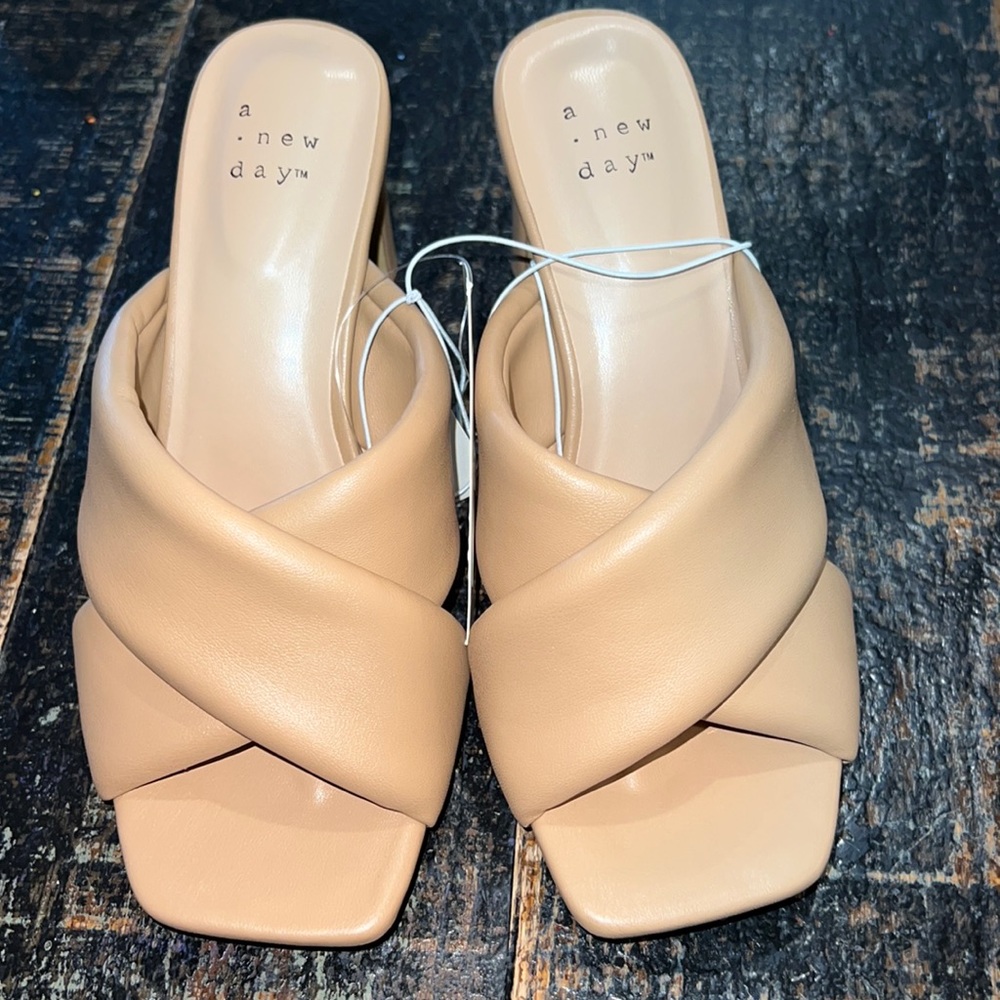 Nude two inch criss cross sandal